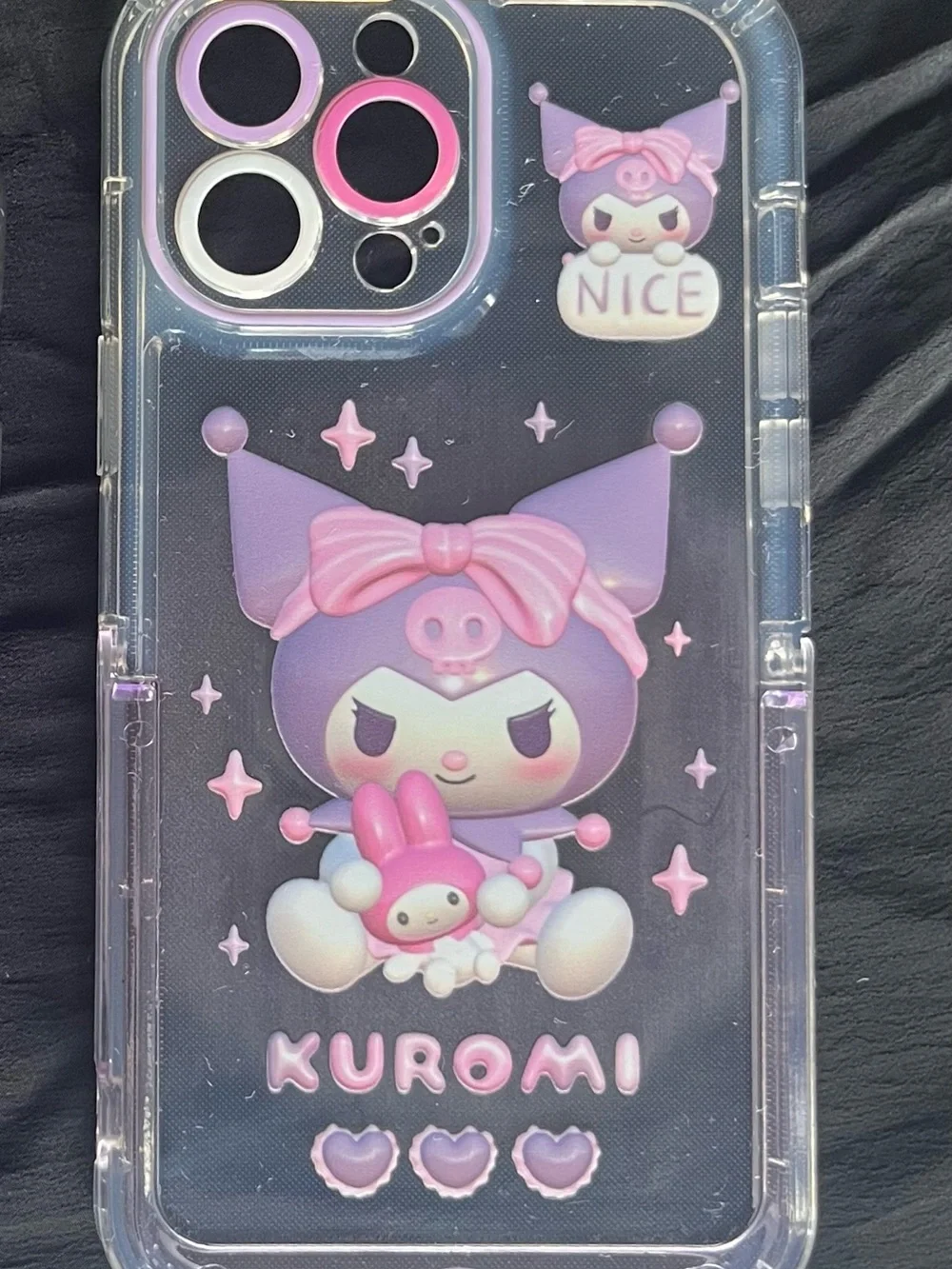 Kuromi Clear Protective Phone Case for iPhones 13-15 Pro/Pro max